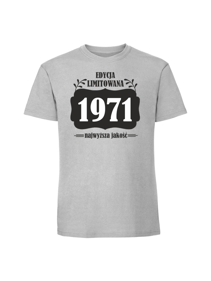 UR00255_pastelowy_szary.png Męska koszulka z nadrukiem – 1971 edycja limitowana + rok - obrazek 1