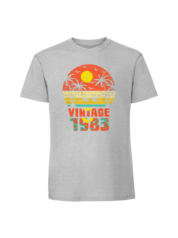UR00259_pastelowy_szary.png Męska koszulka z nadrukiem – 1983 VINTAGE SŁOŃCE - obrazek 1