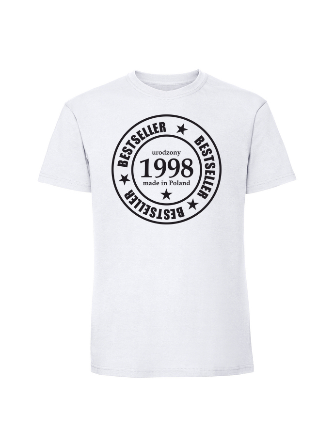 UR00311_biala.png Męska koszulka z nadrukiem – 1998 BESTSELLER urodzony made in Poland - obrazek 1