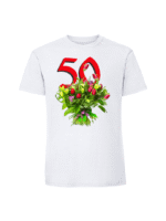 Męska koszulka  z nadrukiem – 50 kwiaty + wiek - obrazek 4