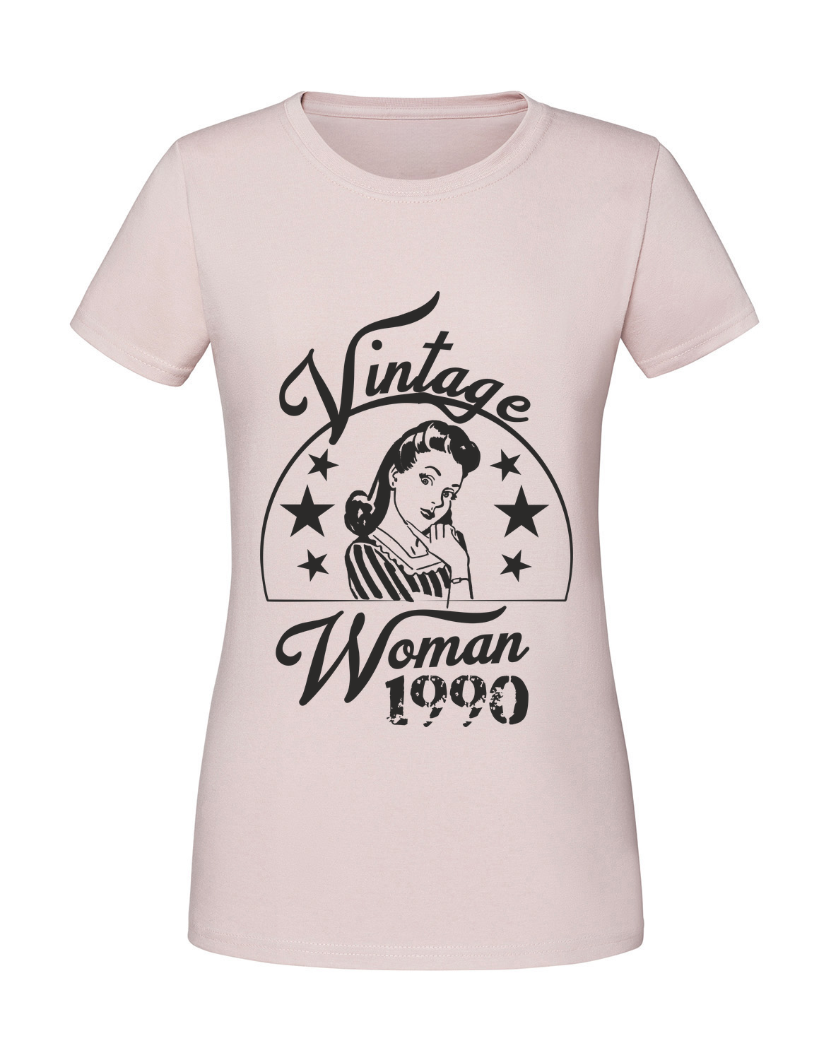 UU00027_pudrowy_roz.png Damska koszulka z nadrukiem – Vintage Woman 1990 - obrazek 1