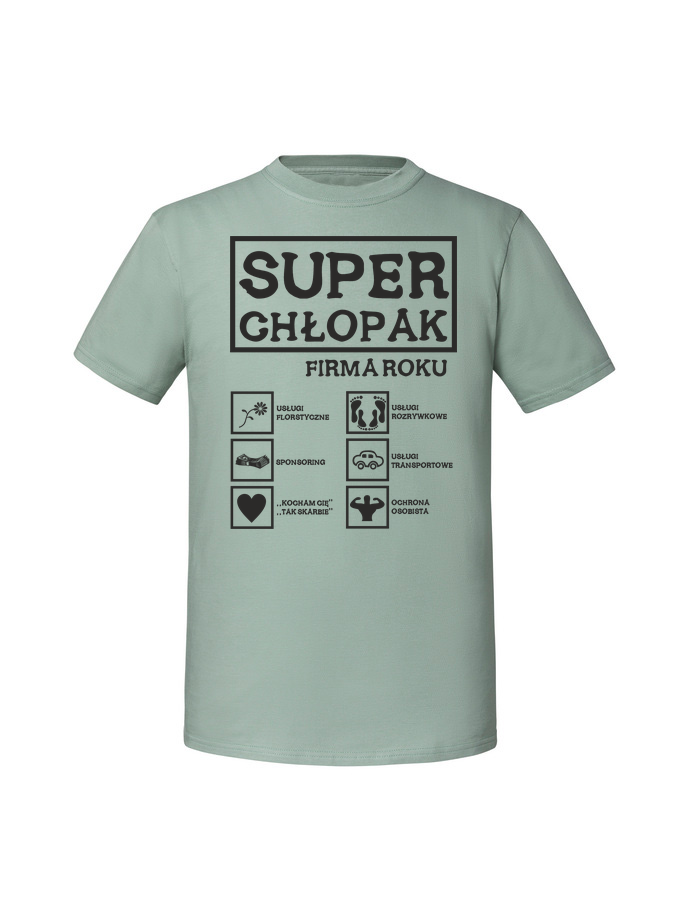 WA00010_mietowa.png Męska koszulka z nadrukiem –super chłopak - obrazek 1