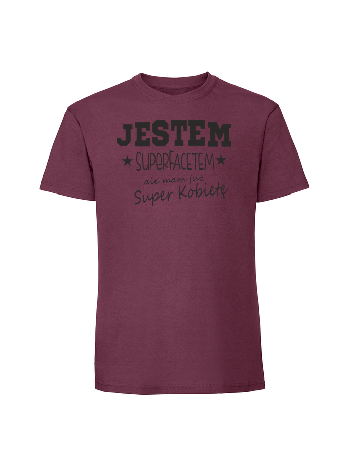 WA00020_burgundowa.png Męska koszulka z nadrukiem –JESTEM-SUPER-facetem - obrazek 1