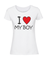 Damska koszulka  z nadrukiem – I love my boy - obrazek 4