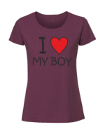 Damska koszulka  z nadrukiem – I love my boy - obrazek 3
