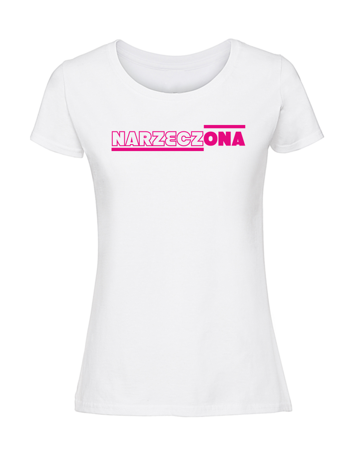 WW00023_biala.png Damska koszulka z nadrukiem – NARZECZONA NAPIS - obrazek 1