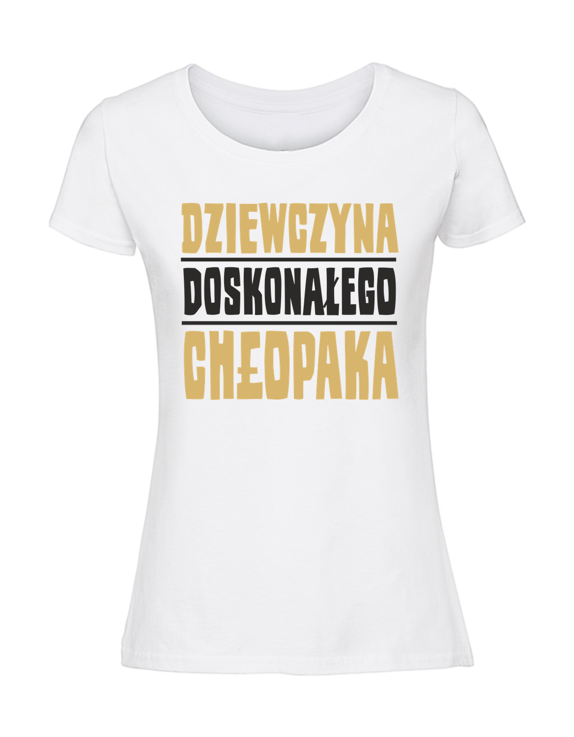 WW00025_biala.png Damska koszulka z nadrukiem – DZIEWCZYNA DOSKONAŁEGO CHŁOPAKA - obrazek 1
