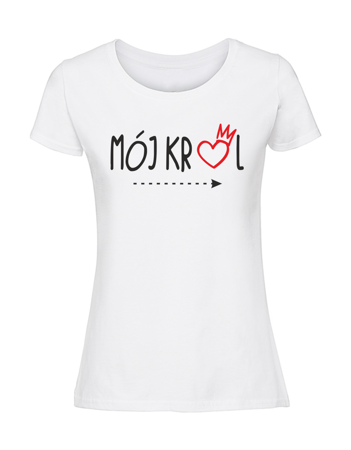 WW00033_biala.png Damska koszulka z nadrukiem – mój król v1 - obrazek 1