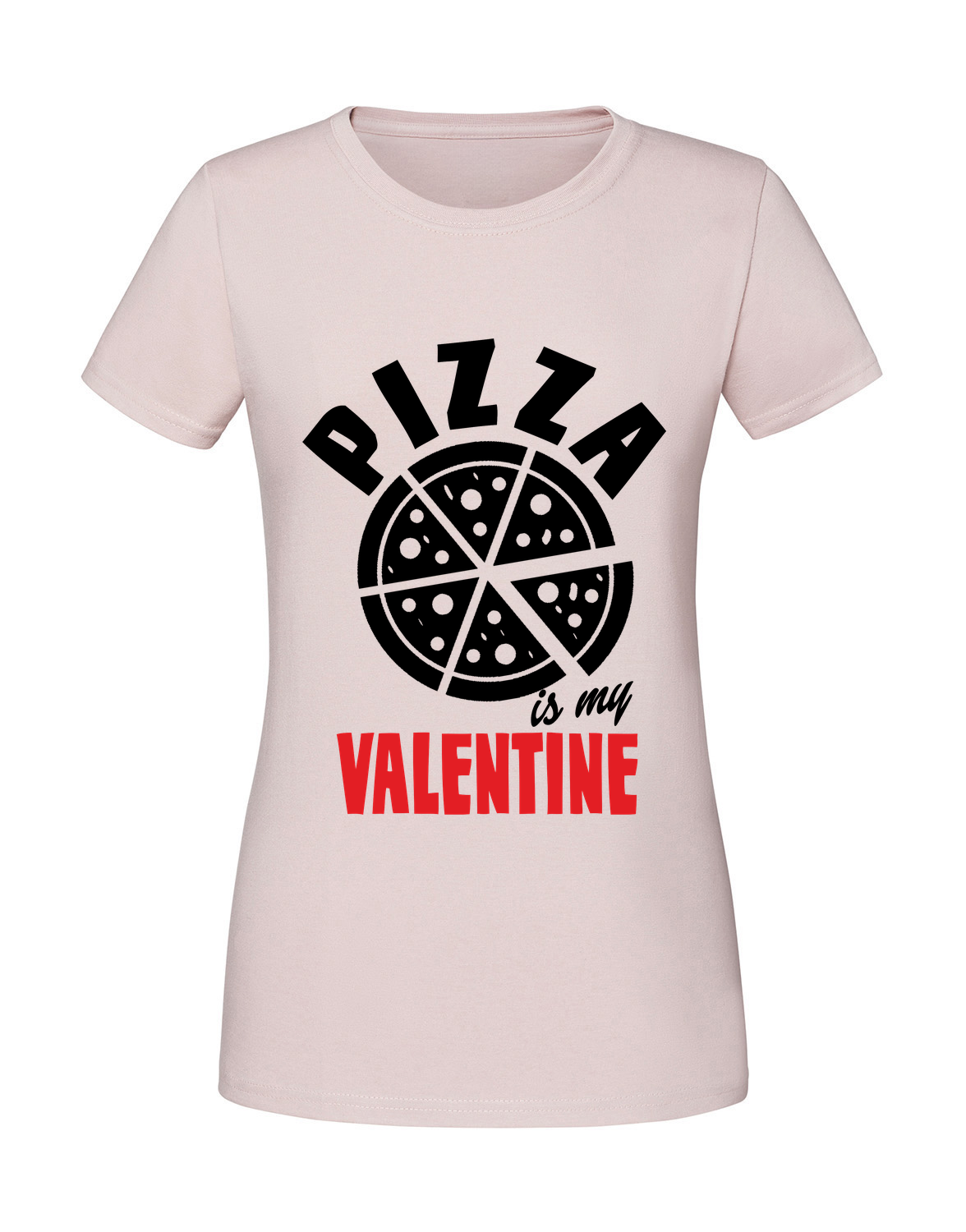 WW00038_pudrowy_roz.png Damska koszulka z nadrukiem – Pizza is my valentine - obrazek 1