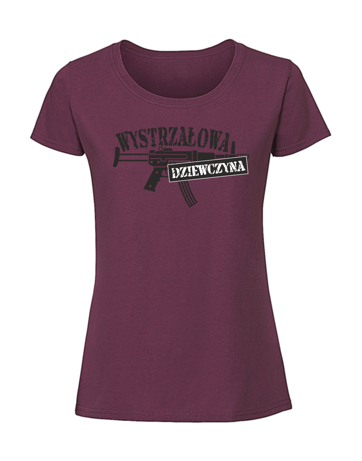 WW00042_burgundowa.png Damska koszulka z nadrukiem – wystrzałowa dziewczyna wystrzałowy chłopak v1 - obrazek 1