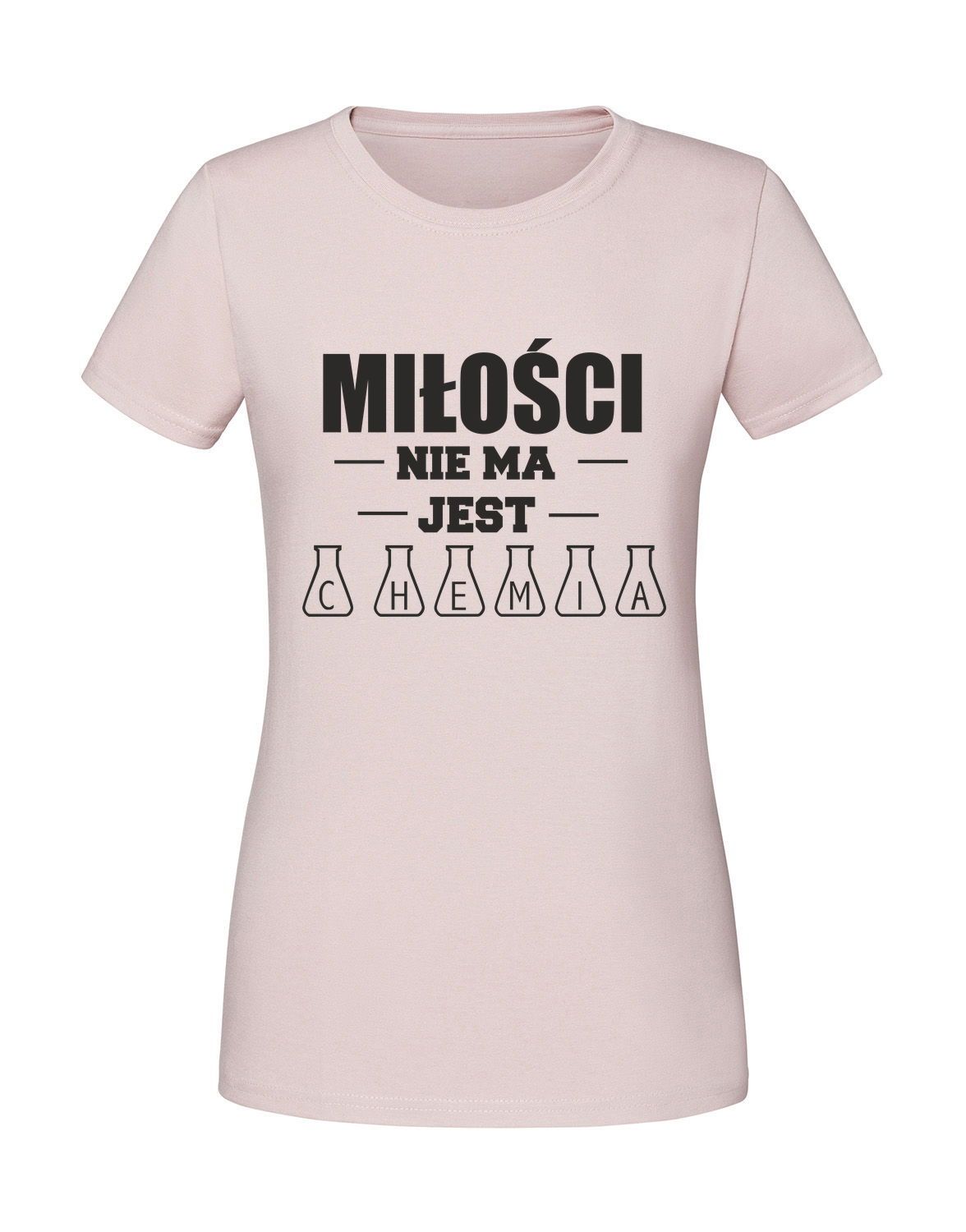 WW00049_pudrowy_roz.png Damska koszulka z nadrukiem – miłości nie ma jest chemia - obrazek 1