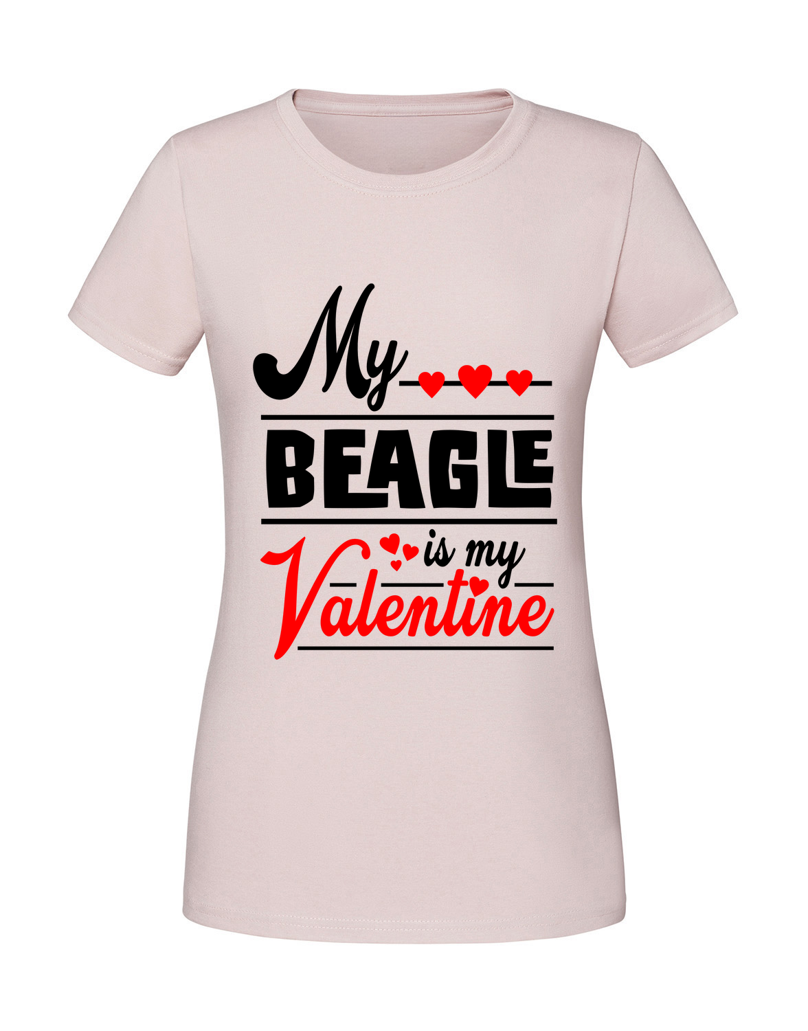 WW00051_pudrowy_roz.png Damska koszulka z nadrukiem – My beagle is my valentine - obrazek 1