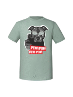 Męska koszulka  z nadrukiem –Pew Pew Pitbull - obrazek 5