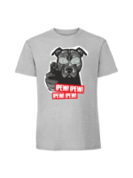 Męska koszulka  z nadrukiem –Pew Pew Pitbull - obrazek 3