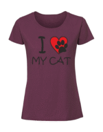 Damska koszulka  z nadrukiem – I love my cat - obrazek 3