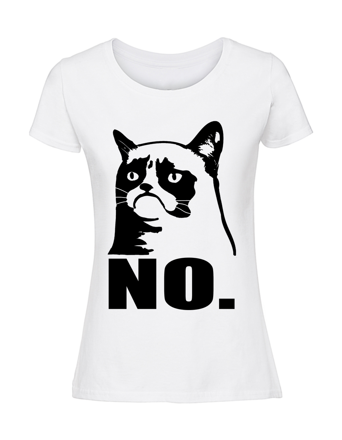 ZZ00033_biala.png Damska koszulka z nadrukiem – cat no - obrazek 1