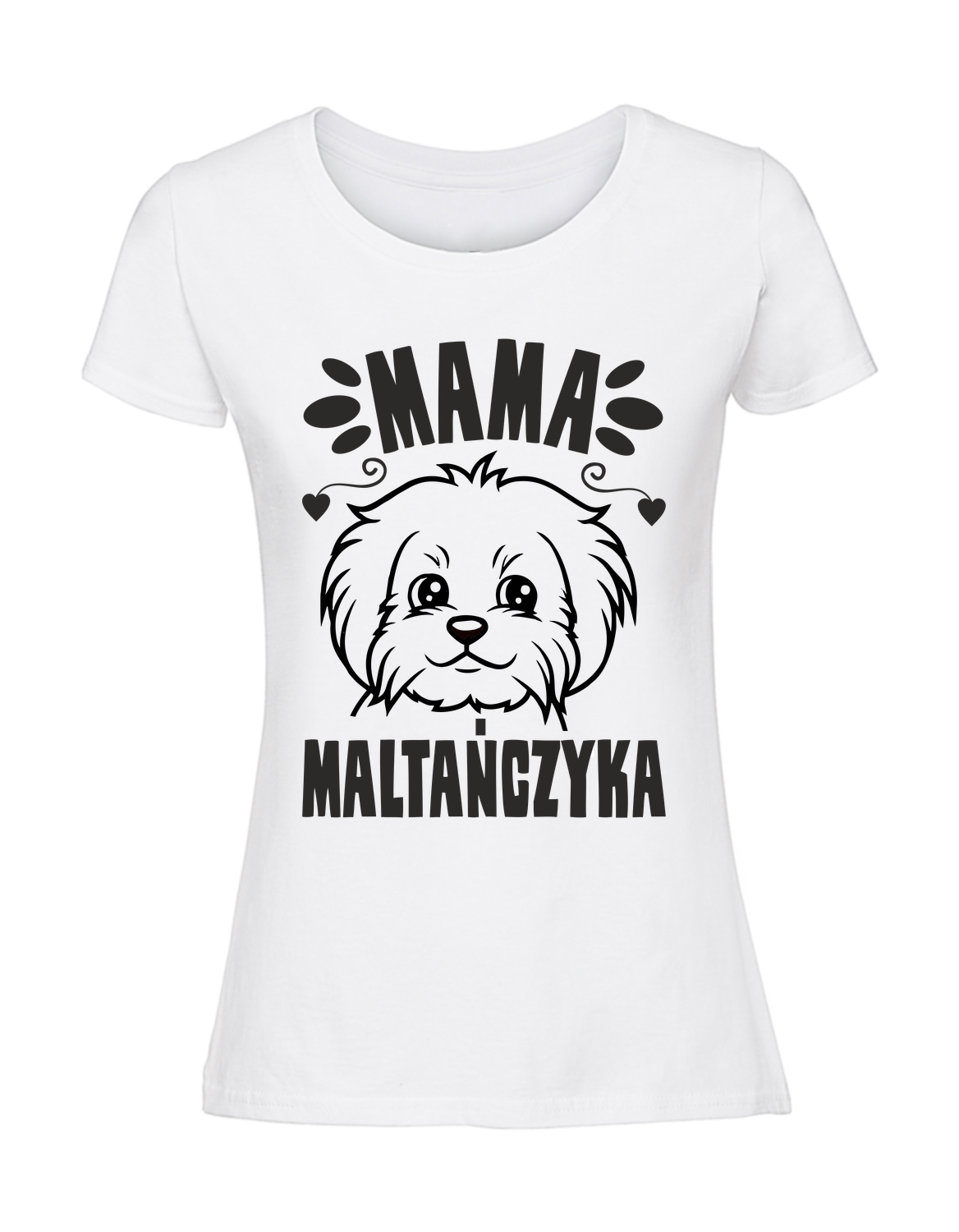 ZZ00034_biala.png Damska koszulka z nadrukiem – Mama maltańczyka - obrazek 1