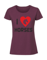 Damska koszulka  z nadrukiem – I love horse - obrazek 3