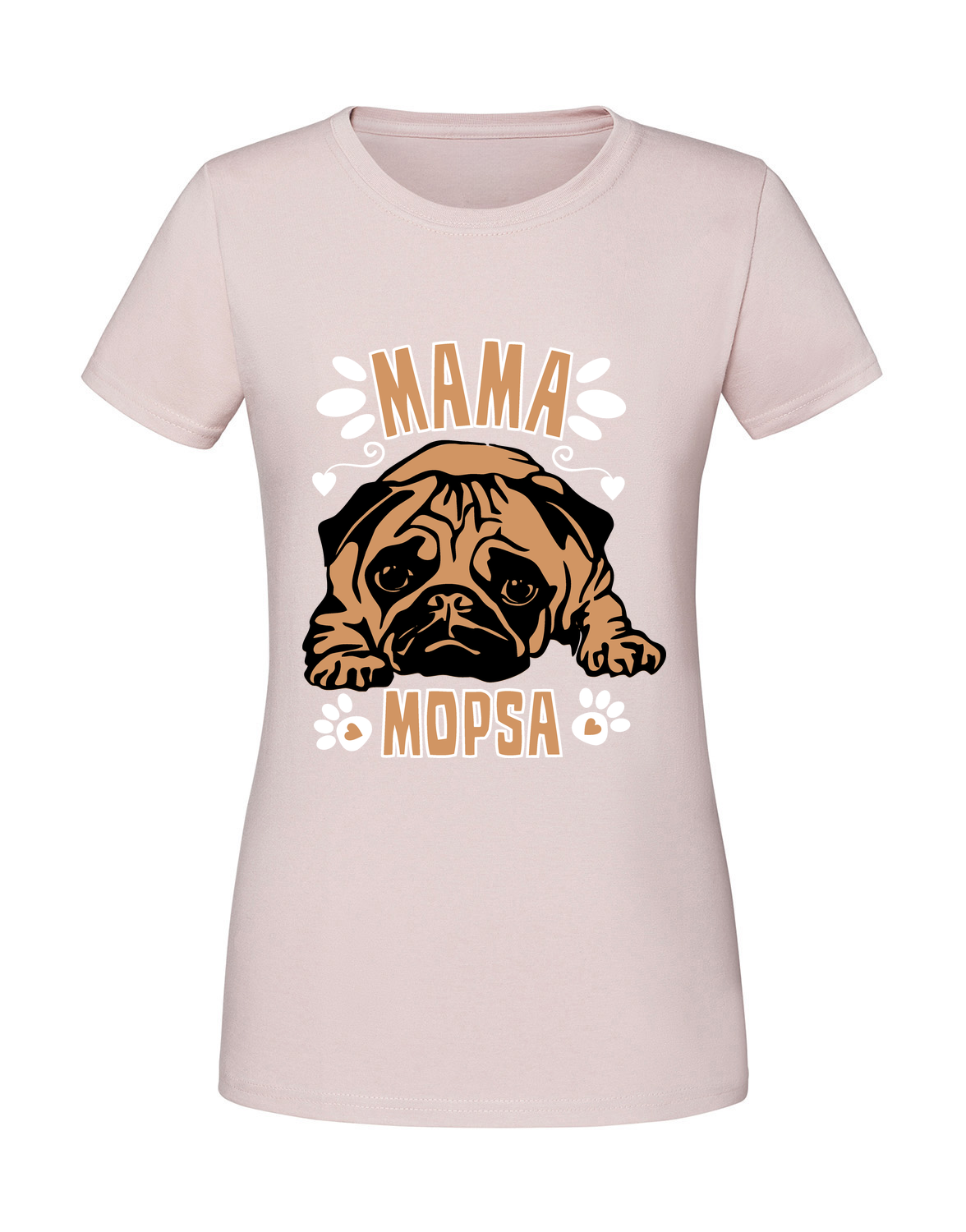 ZZ00058_pudrowy_roz.png Damska koszulka z nadrukiem – mama mopsa - obrazek 1