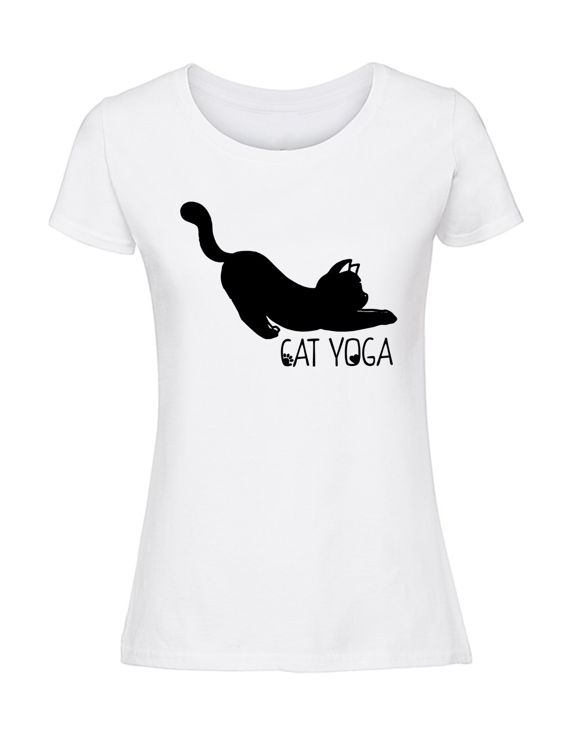 ZZ00060_biala.png Damska koszulka z nadrukiem – Cat Yoga - obrazek 1