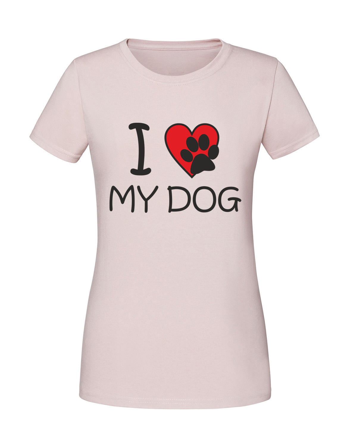 ZZ00065_pudrowy_roz.png Damska koszulka z nadrukiem – I love my dog - obrazek 1