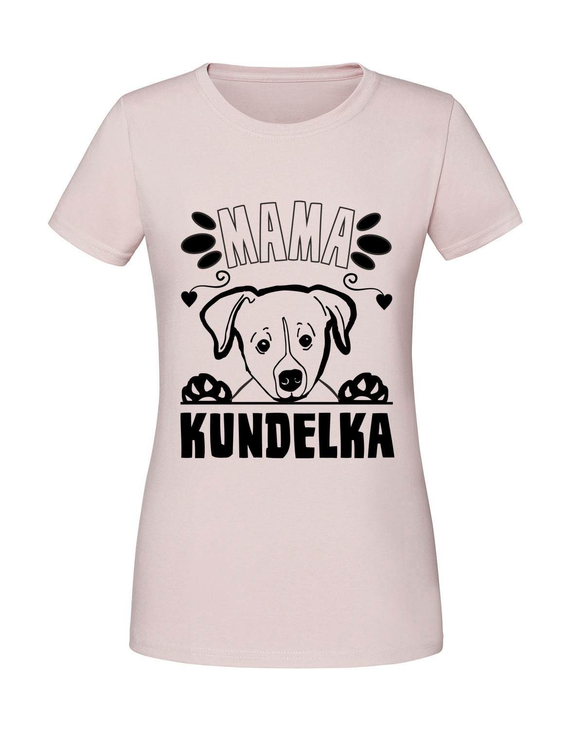 ZZ00066_pudrowy_roz.png Damska koszulka z nadrukiem – Mama Kundelka - obrazek 1
