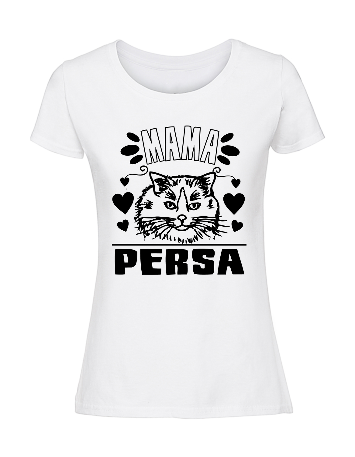ZZ00069_biala.png Damska koszulka z nadrukiem – Mama persa - obrazek 1