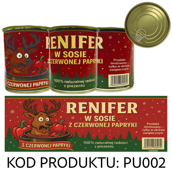Puszka Prezentowa - Pakowanie Koszulki do Puszki - Renifer w sosie