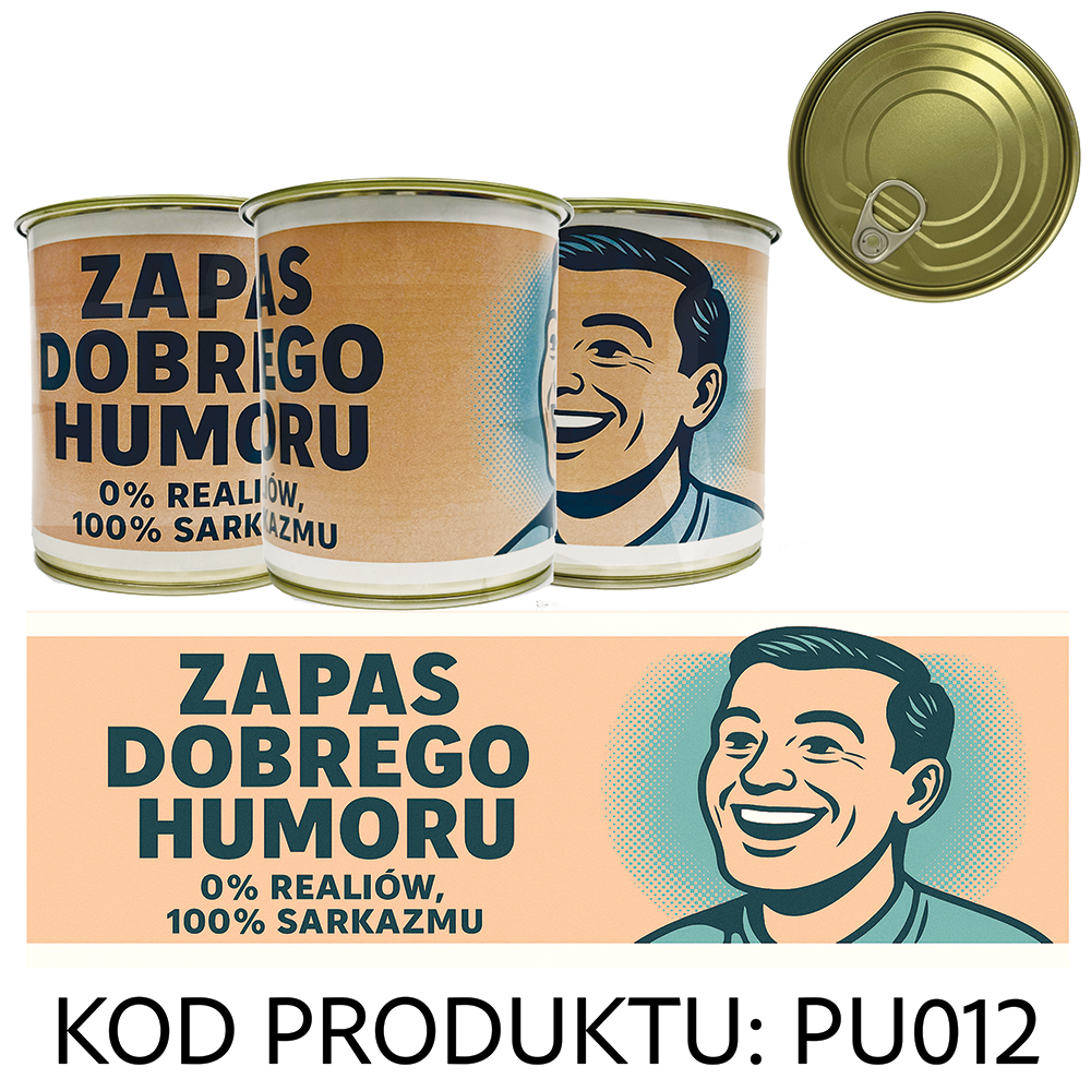 PU012 Puszka Prezentowa - Pakowanie Koszulki do Puszki - Zapas dobrego humoru - obrazek 1