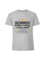 Męska koszulka z nadrukiem - Robie co chce kiedy chce tylko musze zapytac narzeczonej - obrazek 5