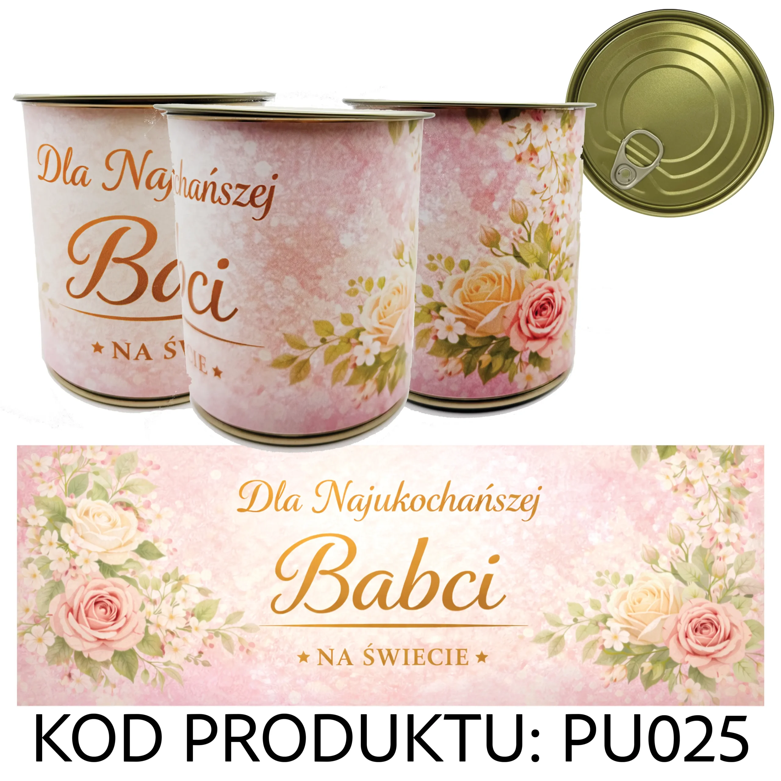 PU025G Puszka Prezentowa - Pakowanie Koszulki do Puszki - Dla Najukochańszej Babci - Prezent - obrazek 1