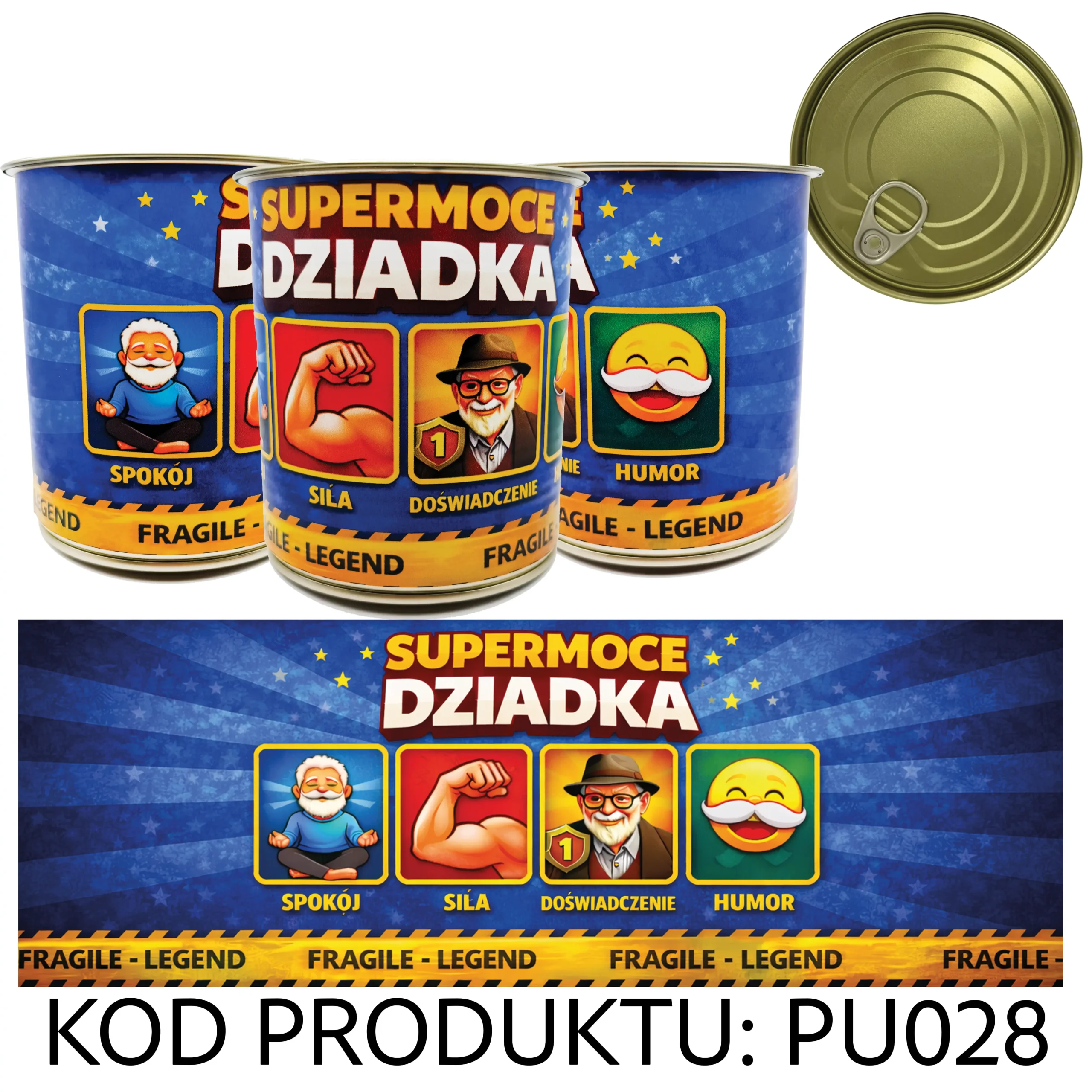 PU028G Puszka Prezentowa - Pakowanie Koszulki do Puszki - Supermoce Dziadka - Prezent - obrazek 1