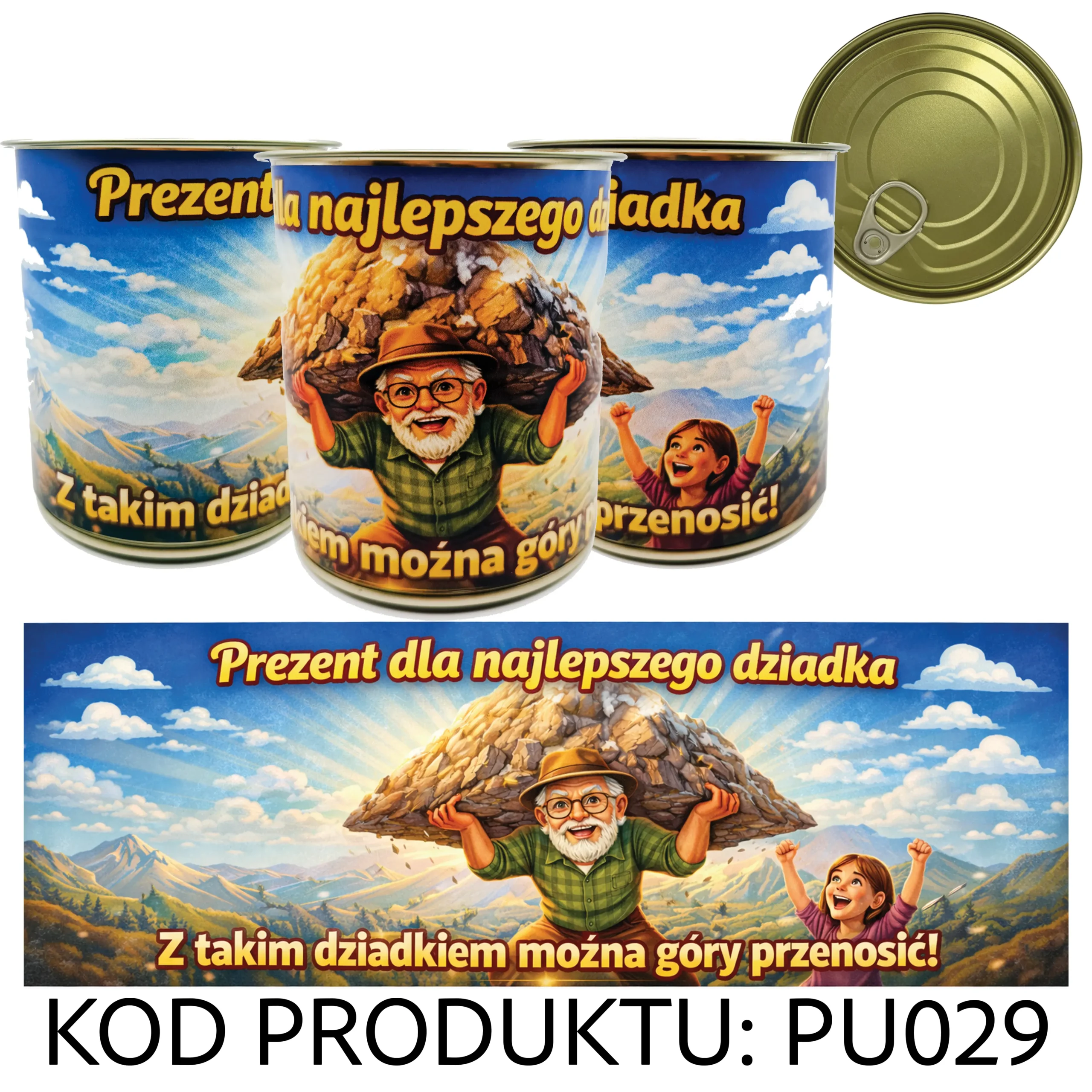 PU029G Puszka Prezentowa - Pakowanie Koszulki do Puszki - Prezent Dla Najlepszego Dziadka - obrazek 1