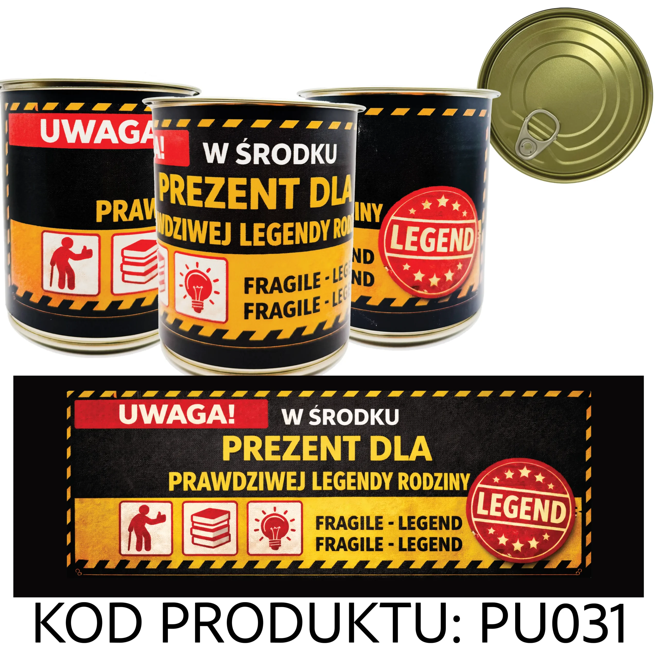 PU031G Puszka Prezentowa - Pakowanie Koszulki do Puszki - Prezent Dla Legendy Rodziny - obrazek 1