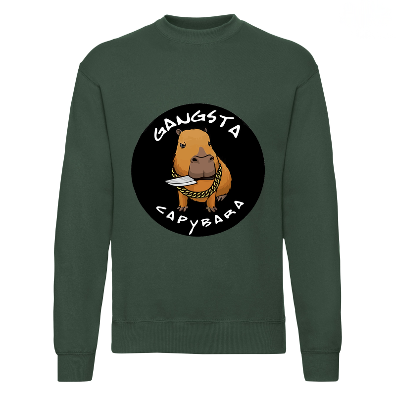 12_gangsta_kapibara__green Bluza z nadrukiem - gangsta kapibara - obrazek 1