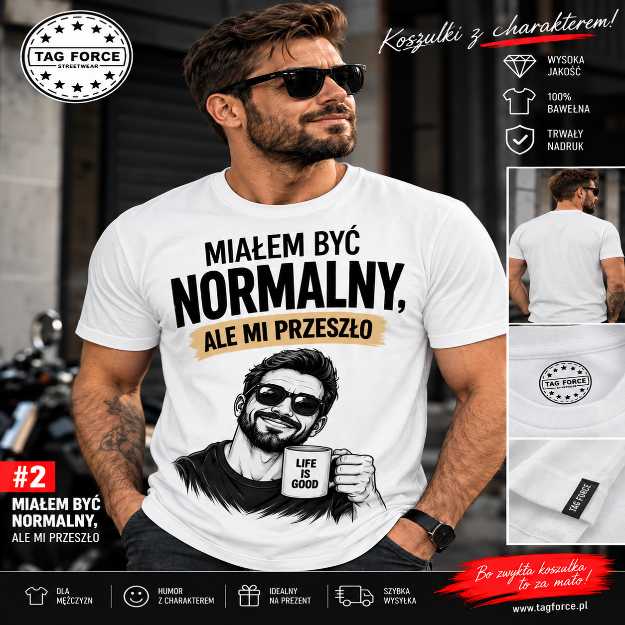 02_mialem_byc_normalny (1) Męska koszulka z nadrukiem - Miałem być normalny - obrazek 1