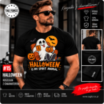 Męska koszulka z nadrukiem - Halloween Duszek