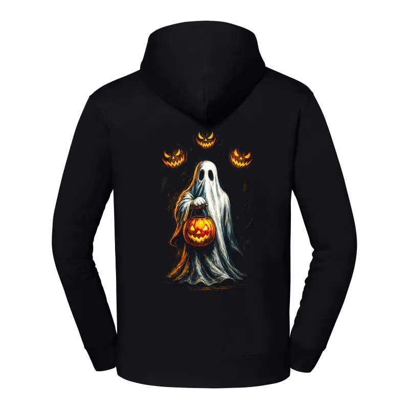 halb0011_czarny Bluza z kapturem Halloween – Duszek dynie - obrazek 1