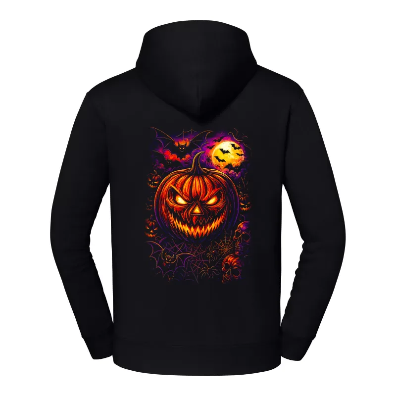 halb0013_czarny Bluza z kapturem Halloween – Dynia nietoperze - obrazek 1