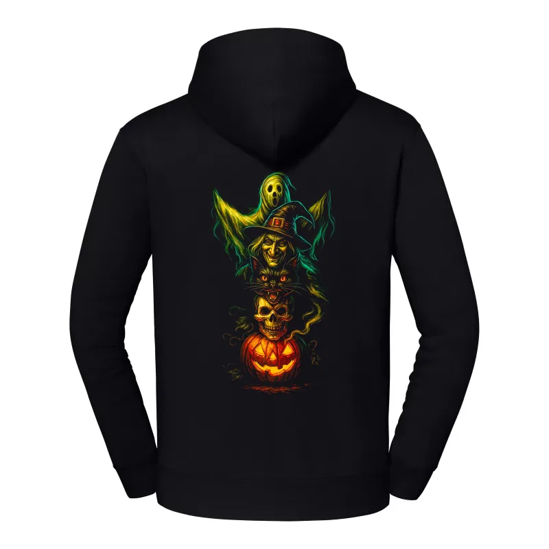 halb0016_czarny Bluza z kapturem Halloween – Grupa wiedzma kot - obrazek 1