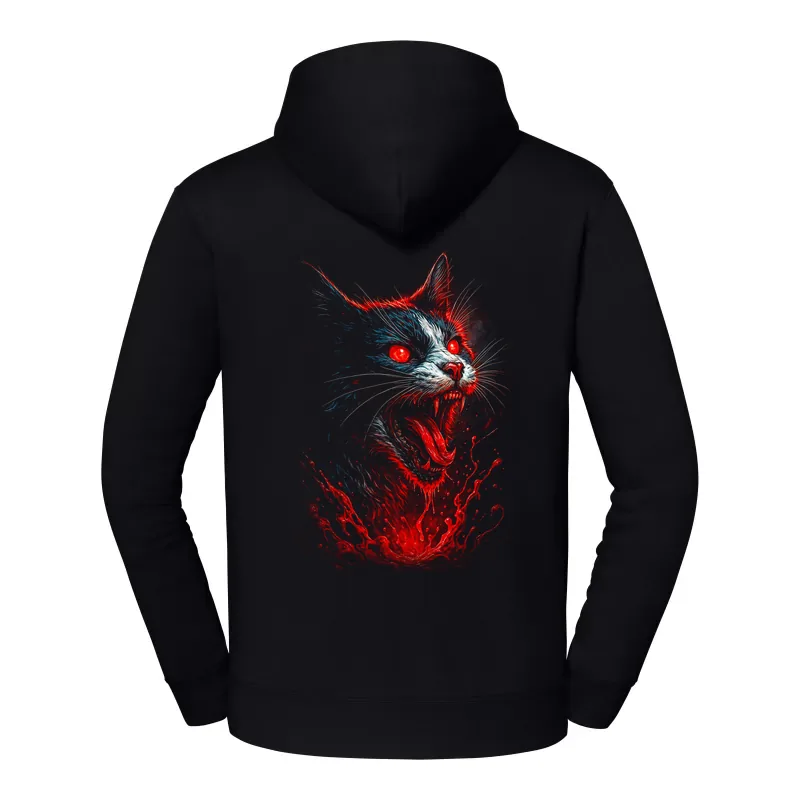 halb0025_czarny Bluza z kapturem Halloween – Kot krzyk - obrazek 1