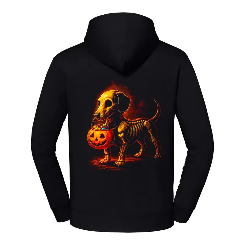 halb0034_czarny Bluza z kapturem Halloween – Pies szkielet - obrazek 1