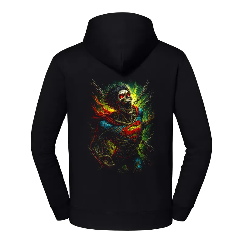halb0042_czarny Bluza z kapturem Halloween – Upiorny superman - obrazek 1