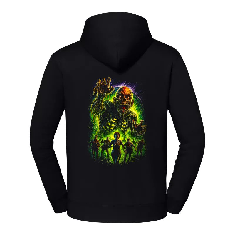 halb0060_czarny Bluza z kapturem Halloween – Czaszka zombie - obrazek 1