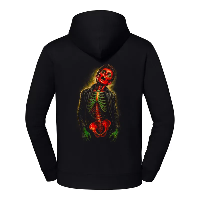 halb0062_czarny Bluza z kapturem Halloween – Człowiek szkielet - obrazek 1