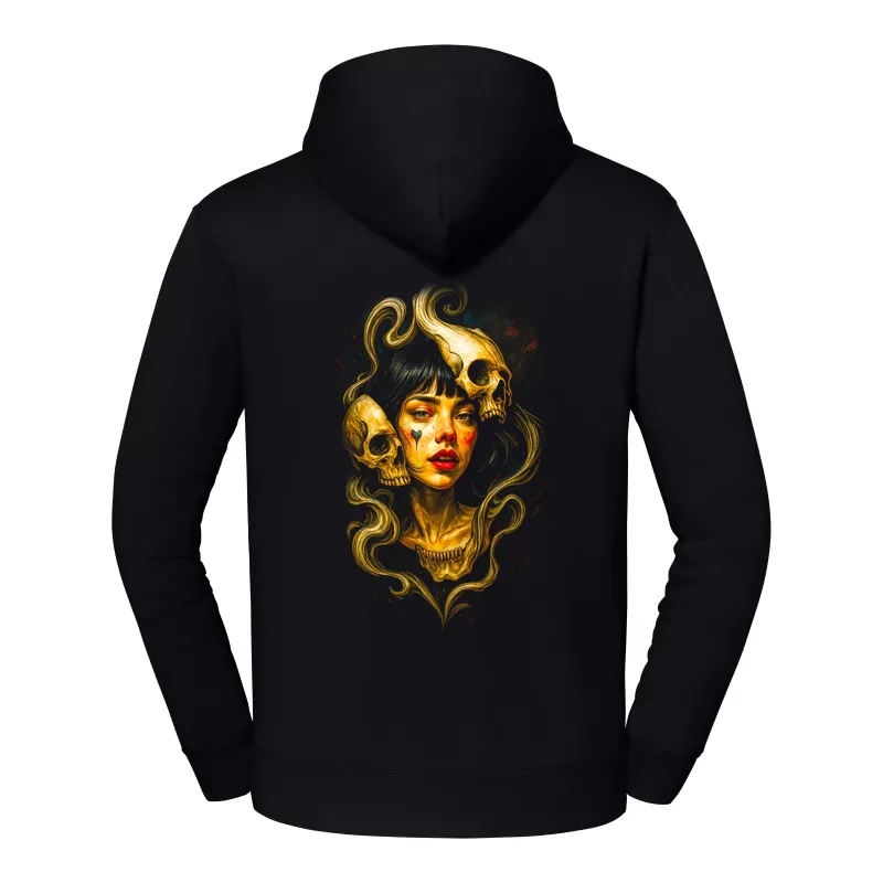 halb0070_czarny Bluza z kapturem Halloween – Kobieta czaszki - obrazek 1