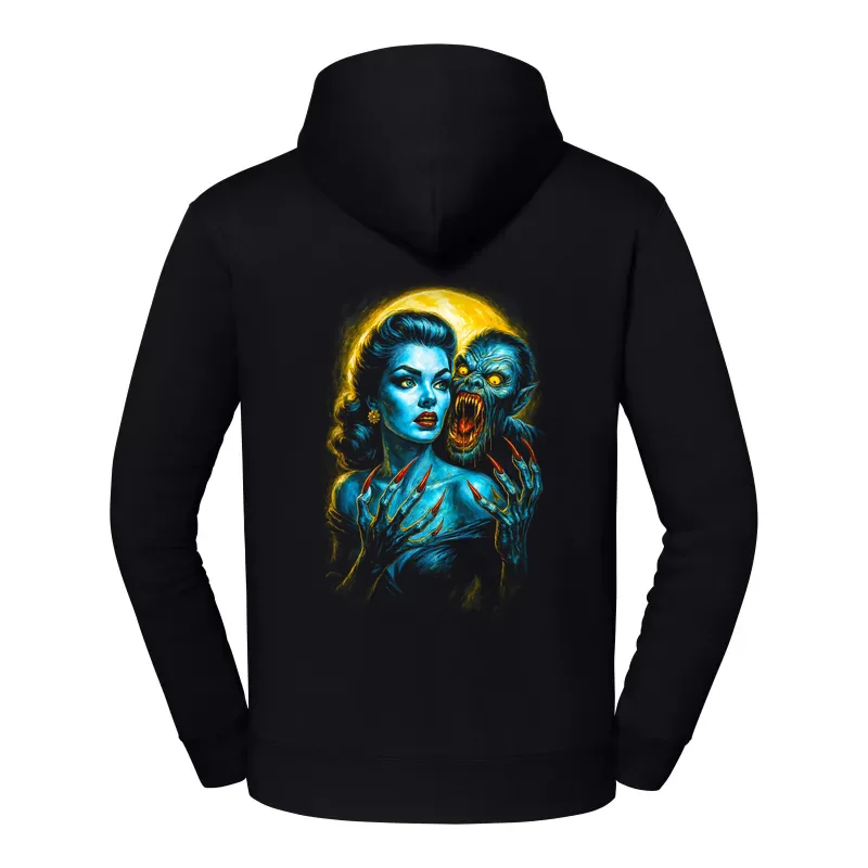 halb0072_czarny Bluza z kapturem Halloween – Kobieta i stwór - obrazek 1