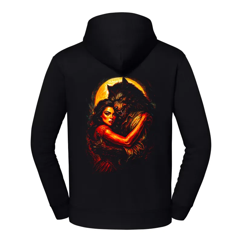 halb0073_czarny Bluza z kapturem Halloween – Kobieta i wilkołak - obrazek 1