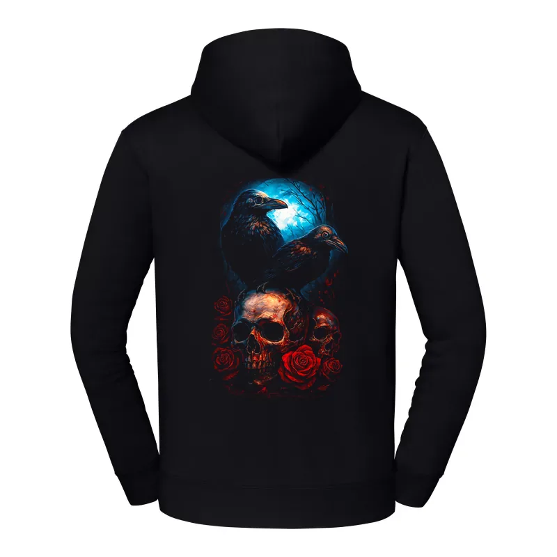 halb0094_czarny Bluza z kapturem Halloween – Upiorne kruki - obrazek 1
