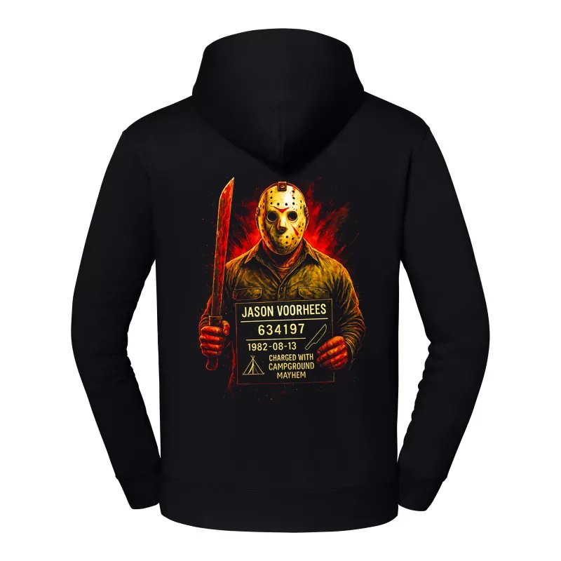 halb0118_czarny Bluza z kapturem Halloween – Czlowiek maska jason - obrazek 1